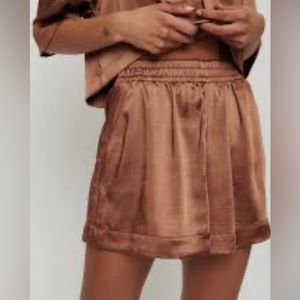 NWOT Dynamite “Lola” Copper Brown Pull-On Satin Shorts XS
